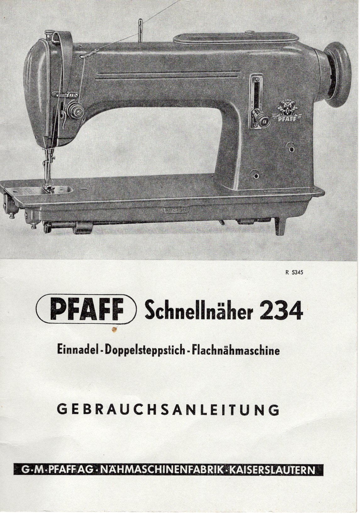 Bedienungsanleitung für Schnellnäher Pfaff Mod. 234 (Freilichtmuseum Roscheider Hof CC0)