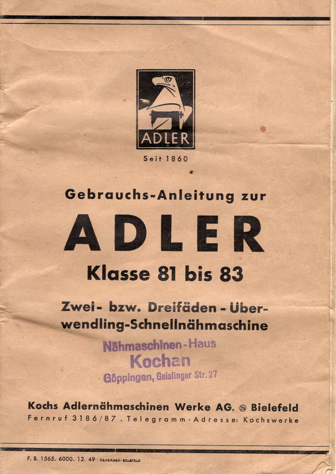 Bedienungsanleitung für Overlockmaschine Adler 81 - 83 (Freilichtmuseum Roscheider Hof CC0)
