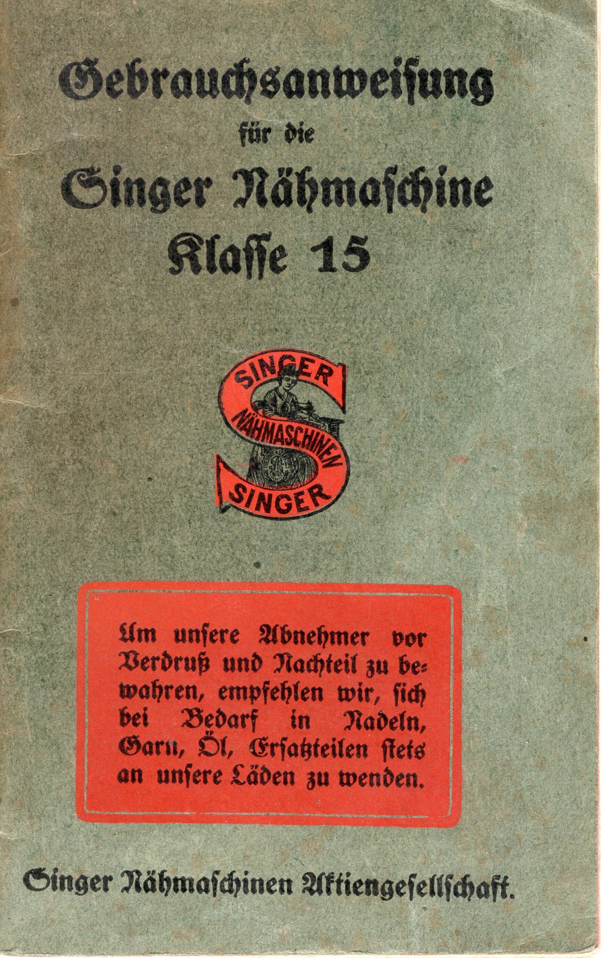 Bedienungsanleitung für Nähmaschine Singer Modell 15 (Freilichtmuseum Roscheider Hof CC0)