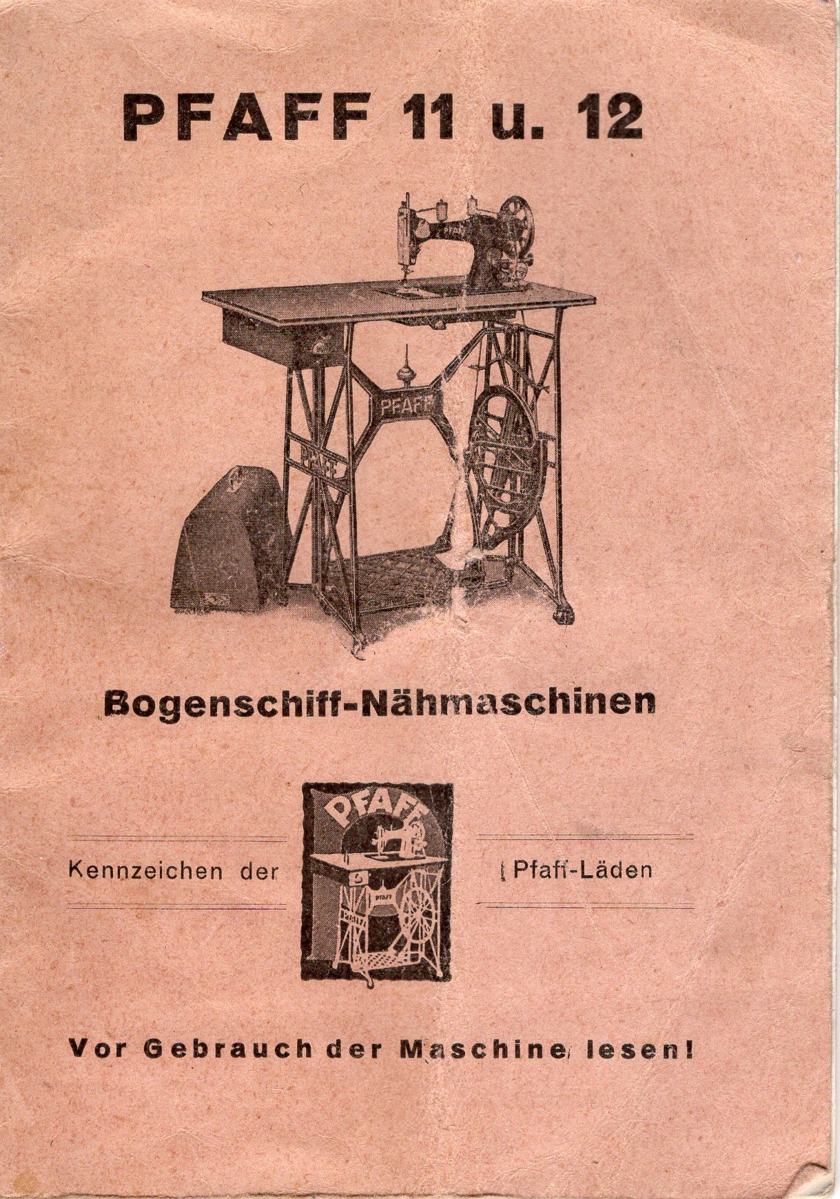 Gebrauchsanleitung Haushaltsnähmaschine Pfaff Modell 11und 12 (Freilichtmuseum Roscheider Hof CC0)