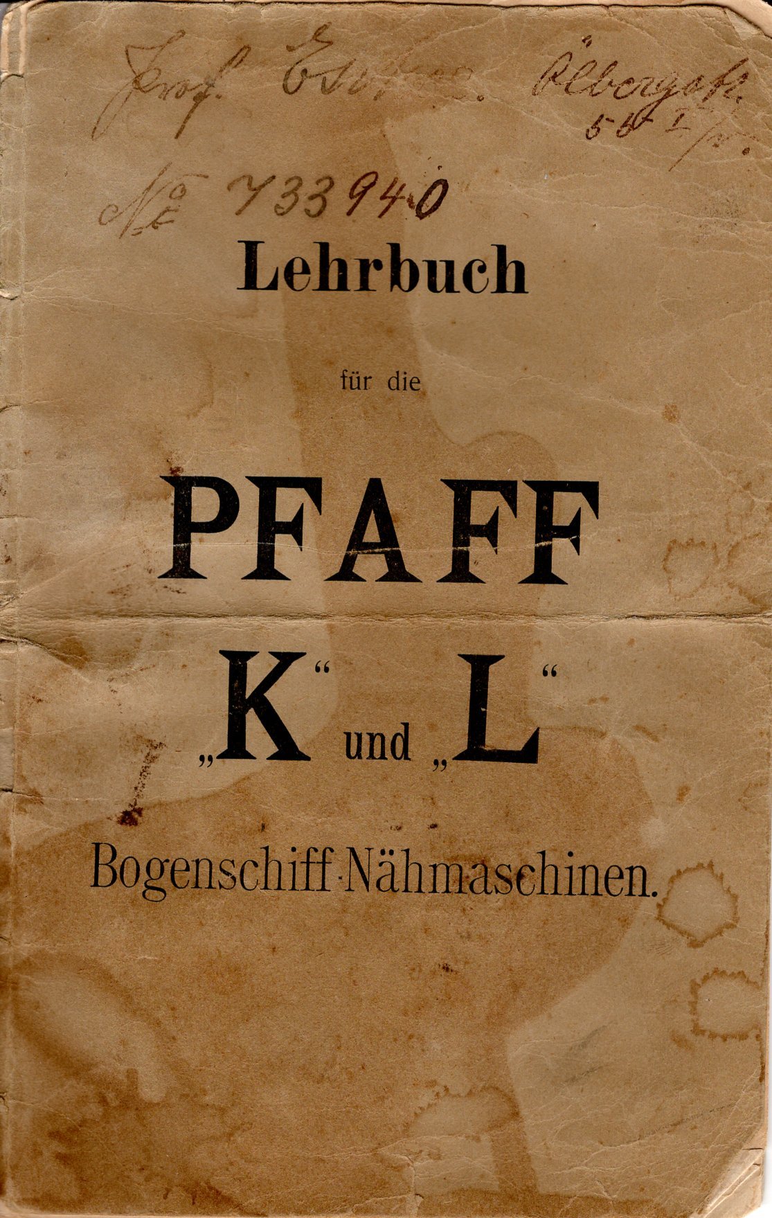 Bedienungsanleitung für Nähmaschine Pfaff Mod. K & L (Freilichtmuseum Roscheider Hof CC0)
