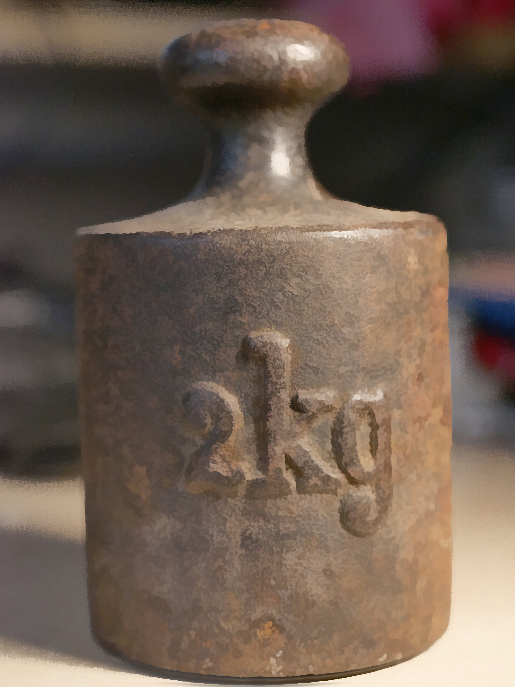 Gewichtsstück 2kg mit Punze (Freilichtmuseum Roscheider Hof CC0)