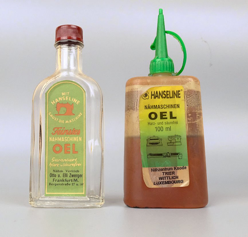 Hansalinie Hart- und Säurefreies Öl in Glas/Plastikflasche (Freilichtmuseum Roscheider Hof CC0)