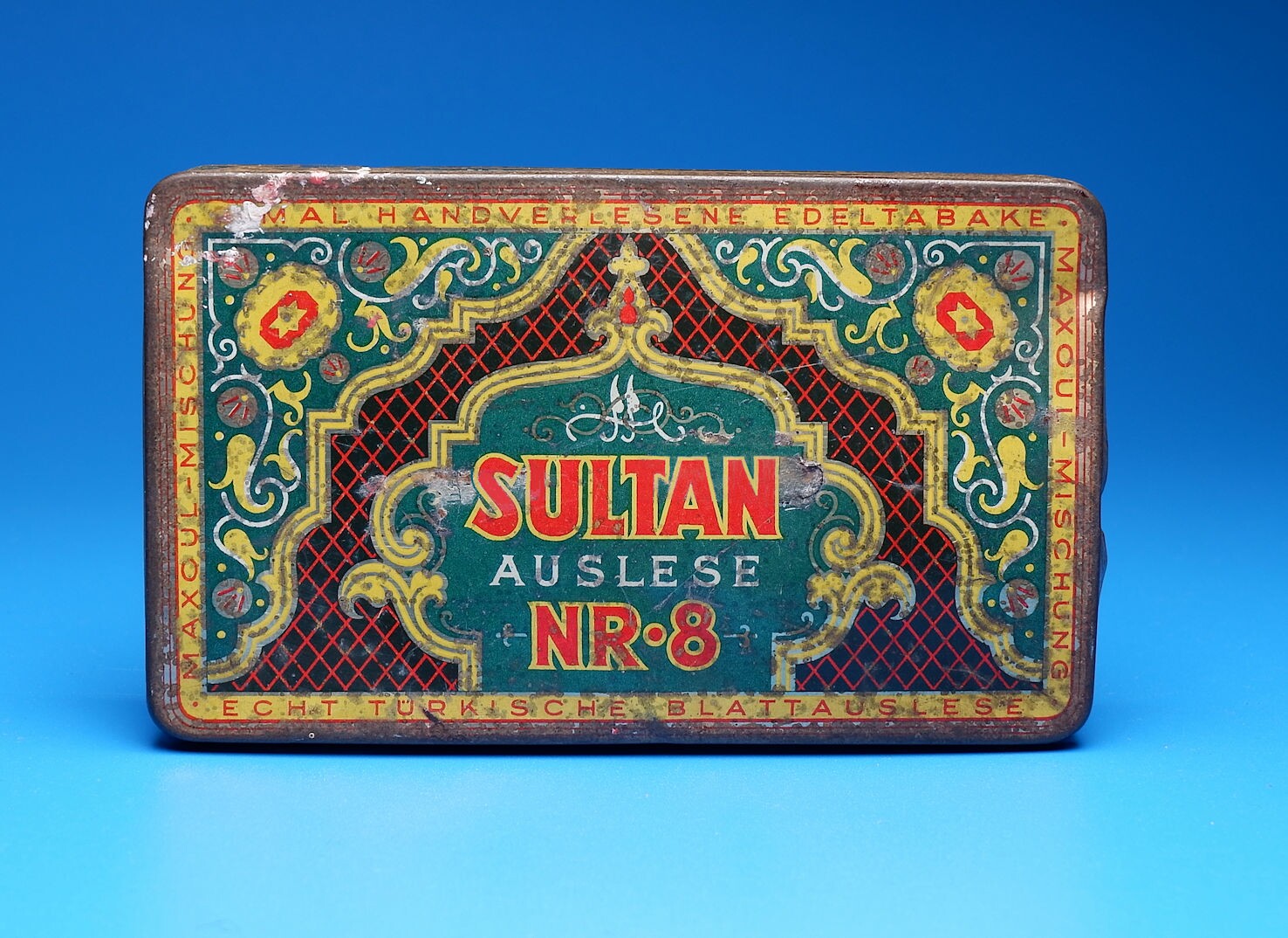 Zigarettenmarke	"Sultan Auslese No.8" 25 Stück Blechpackung (Volkskunde- und Freilichtmuseum Roscheider Hof CC0)