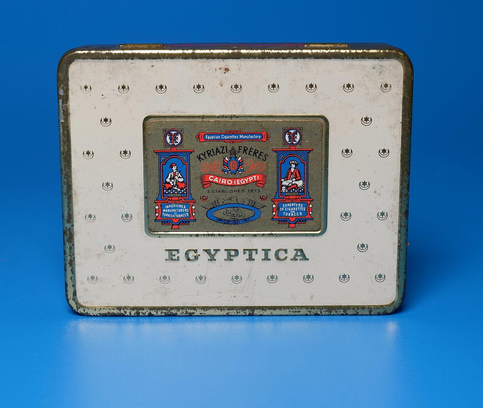 Zigarettenmarke	"Egyptica" 20 Stück Blechpackung (Volkskunde- und Freilichtmuseum Roscheider Hof CC0)