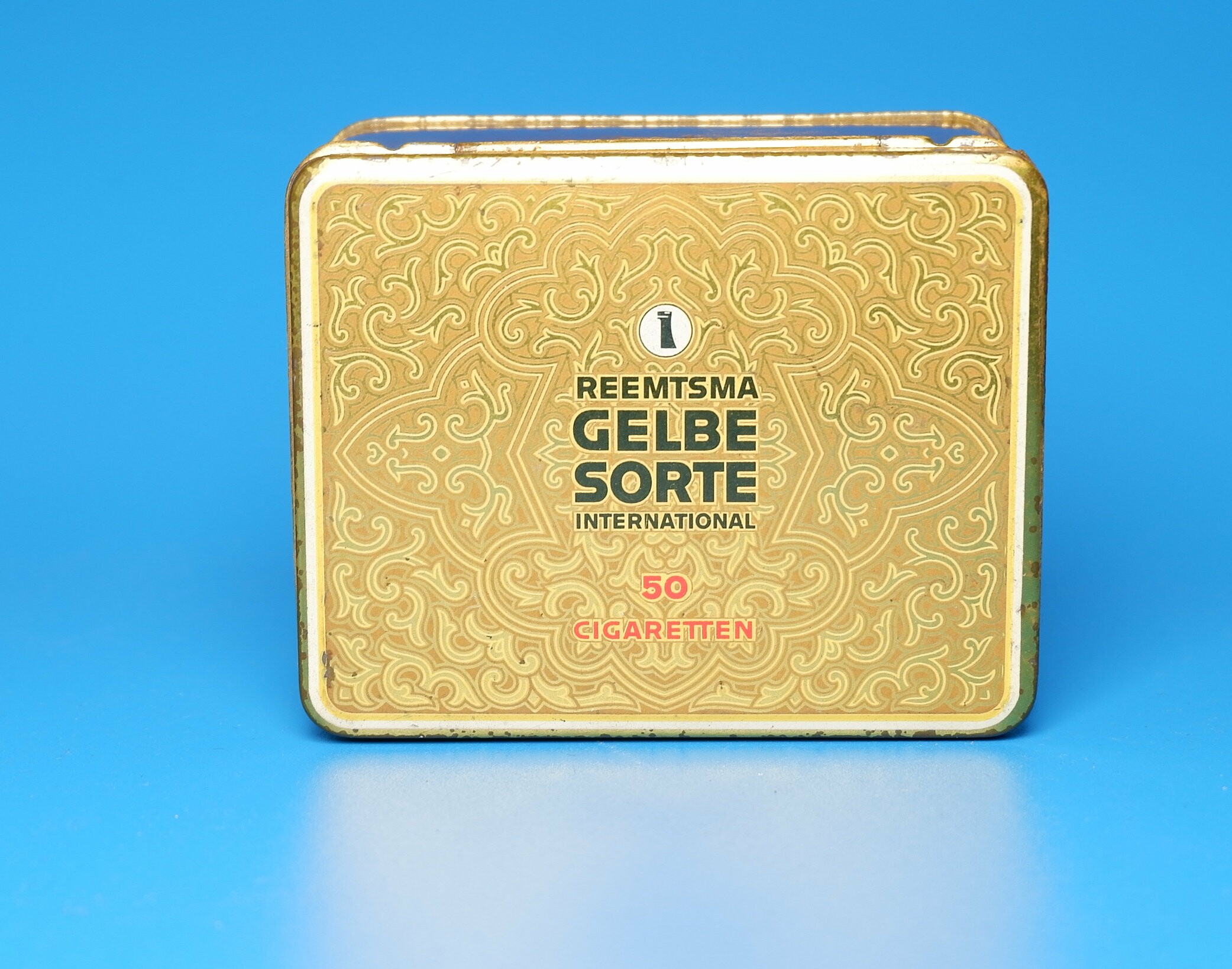 Zigarettenmarke	"Reemtsma Gelbe Sorte" - 50 Stückpackung (Volkskunde- und Freilichtmuseum Roscheider Hof CC0)