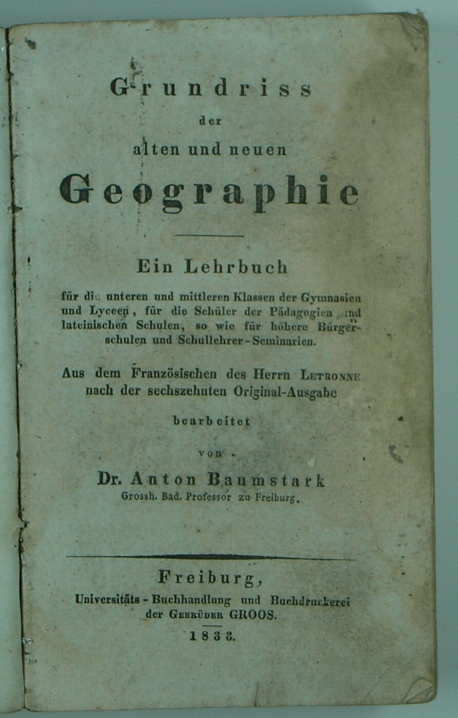Grundriss der alten und neuen Geographie (Volkskunde- und Freilichtmuseum Roscheider Hof RR-F)