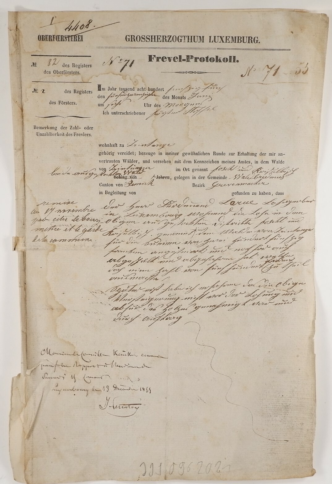 Frevel-Protokol 1855 (Volkskunde- und Freilichtmuseum Roscheider Hof CC0)
