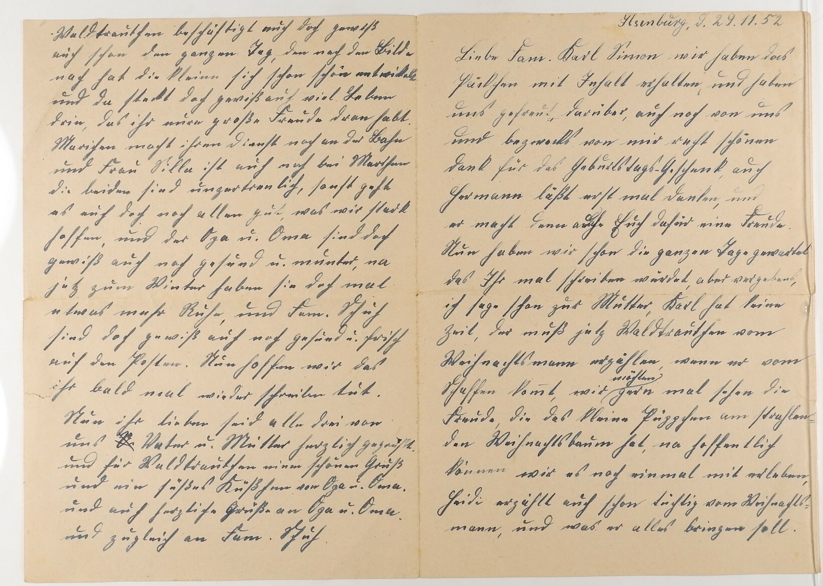 Brief vom 29. November 1952 (Volkskunde- und Freilichtmuseum Roscheider Hof CC0)