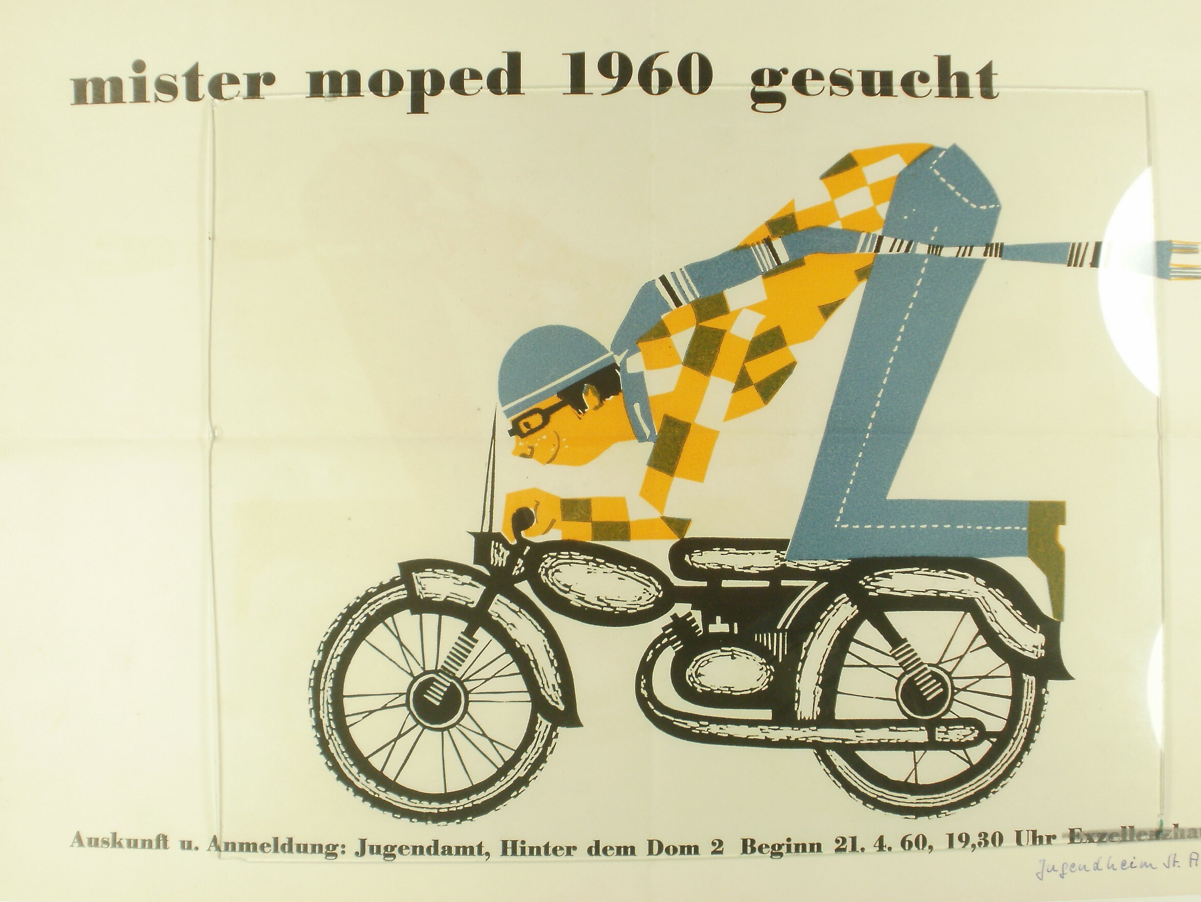 Aushang Mister Moped 1960 gesucht (Volkskunde- und Freilichtmuseum Roscheider Hof RR-F)