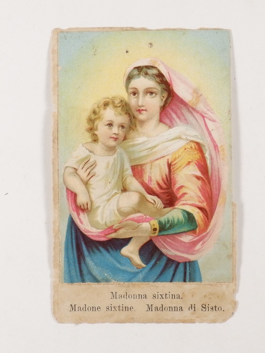 Religiöses Kärtchen: Madonna sixtina (Volkskunde- und Freilichtmuseum Roscheider Hof RR-F)