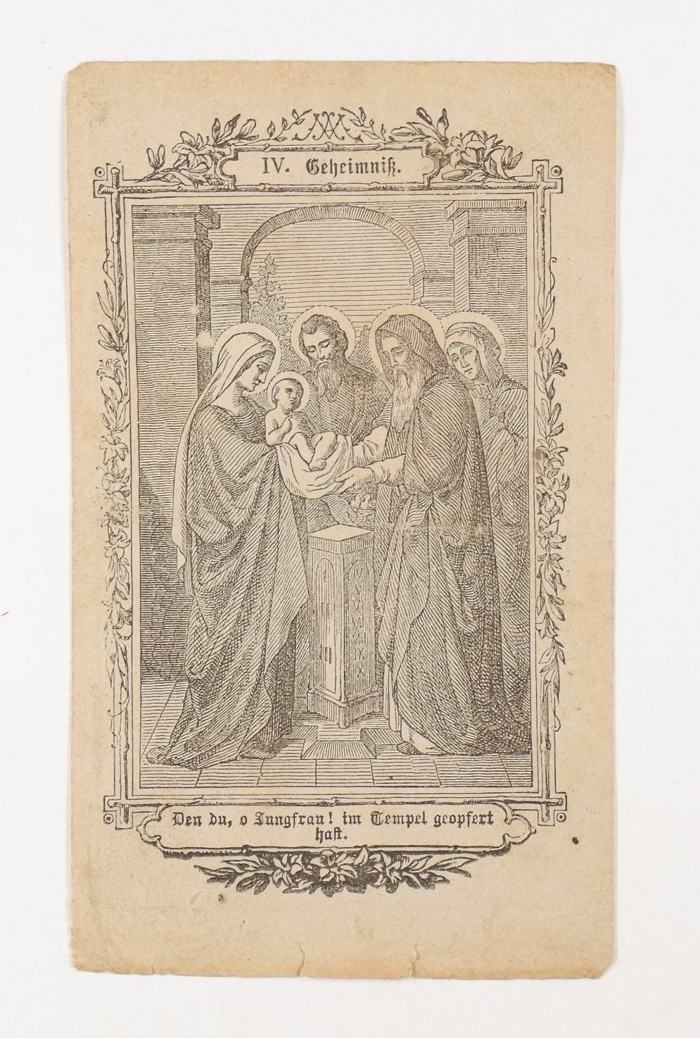 Rosenblätter Nr. 4. Jesu Darstellung im Tempel (Volkskunde- und Freilichtmuseum Roscheider Hof RR-F)