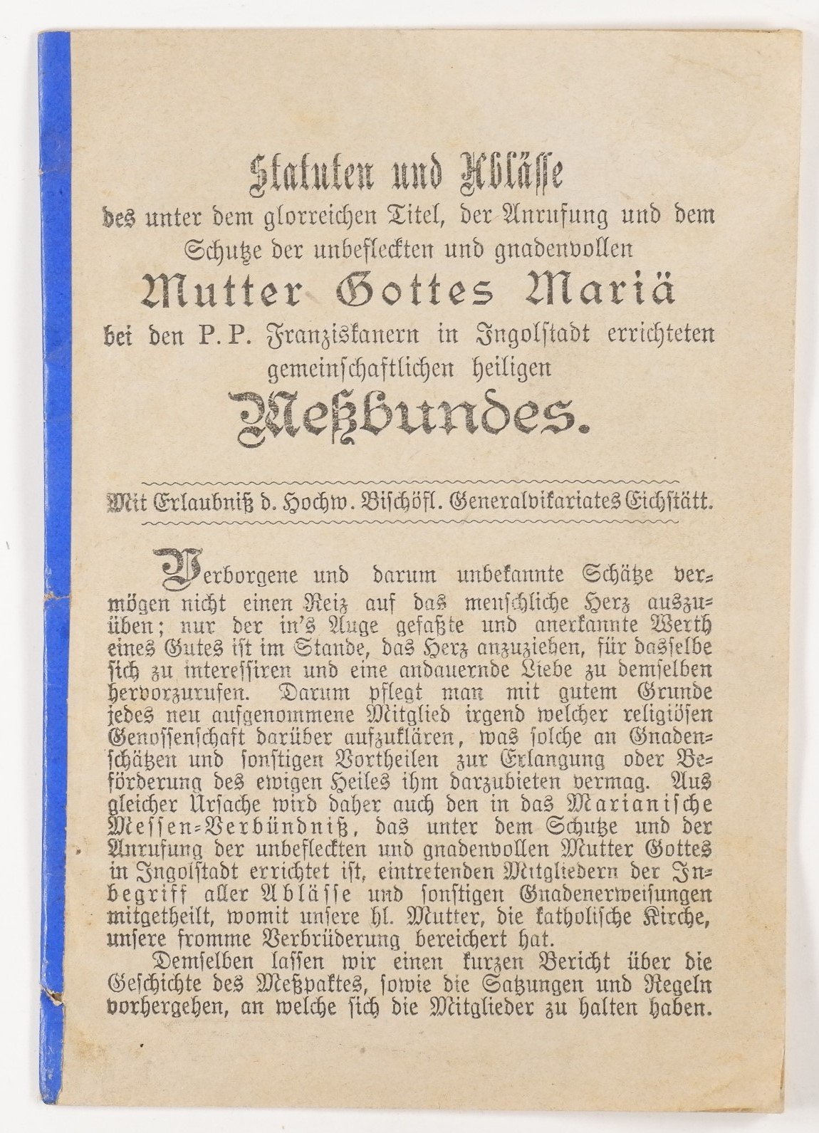 Statuten und Ablässe des Meßbundes (Volkskunde- und Freilichtmuseum Roscheider Hof RR-F)