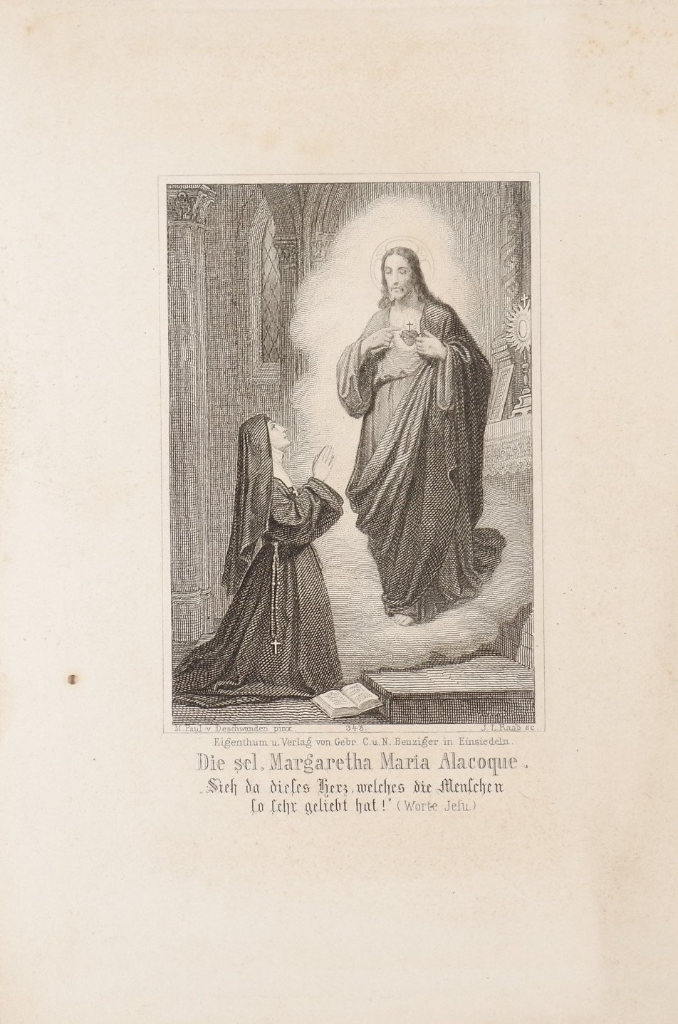 Religiöses Kärtchen: Margaretha Maria Alacoque (Volkskunde- und Freilichtmuseum Roscheider Hof RR-F)