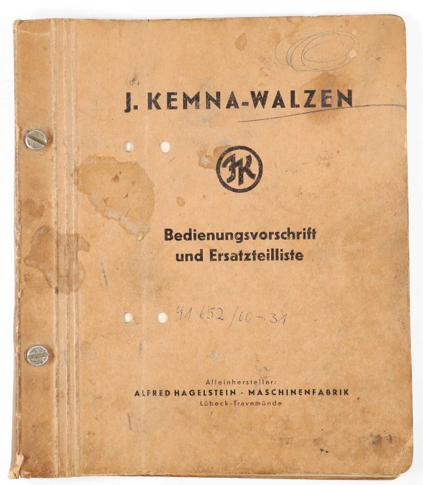 Bedingungsanleitung und Ersatzteilliste: Walze EW 31 (Volkskunde- und Freilichtmuseum Roscheider Hof CC0)