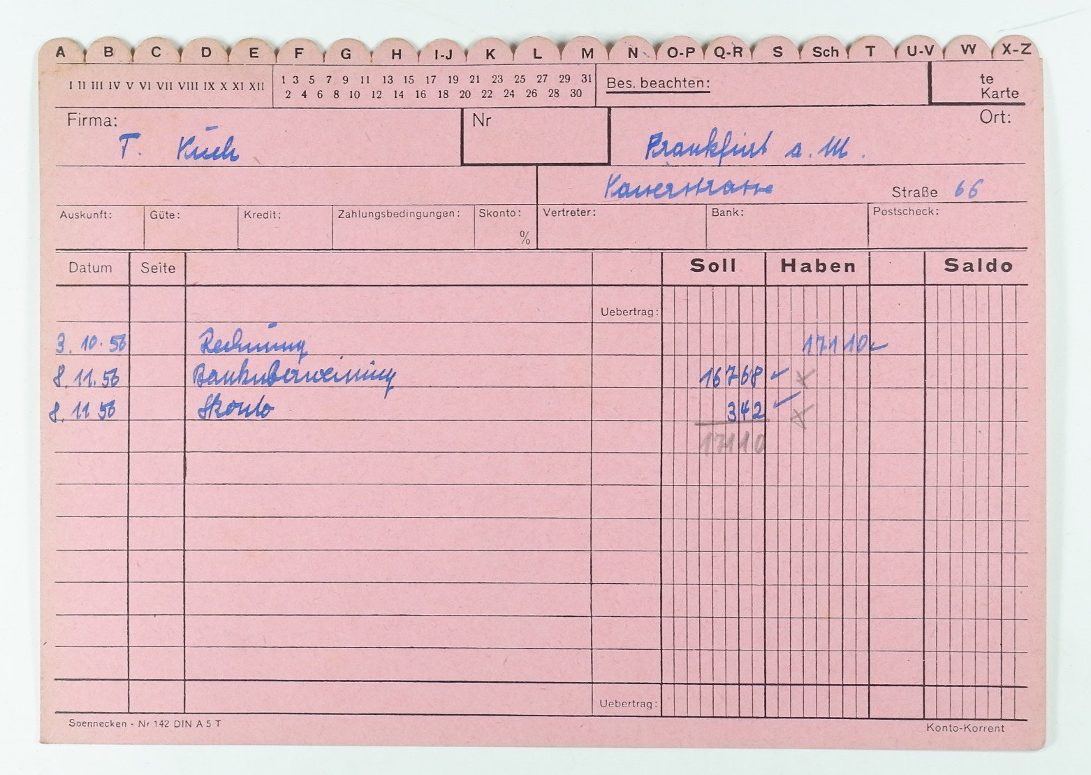 Konvolut von Zahlungsverzeichnissen der Firma Rassier (1956) (Volkskunde- und Freilichtmuseum Roscheider Hof CC0)