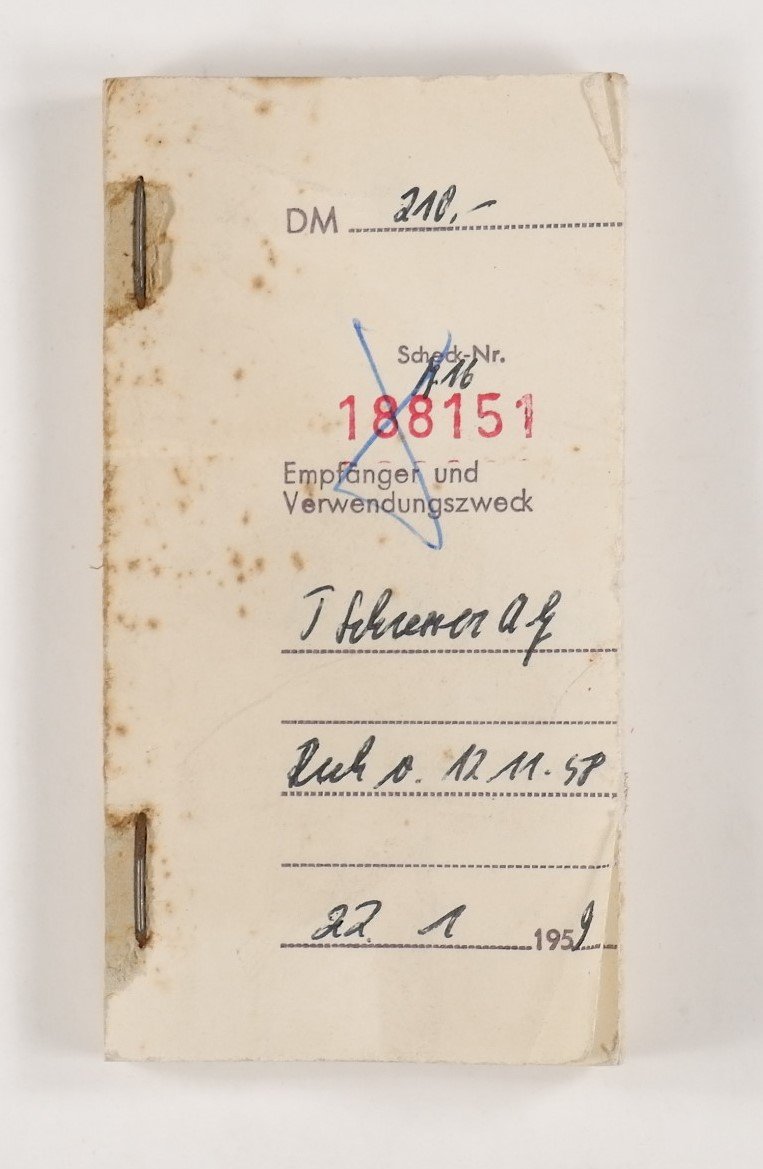 Konvolut von Scheckbücher der Firma Rassier (1957 bis 1960) (Volkskunde- und Freilichtmuseum Roscheider Hof CC0)