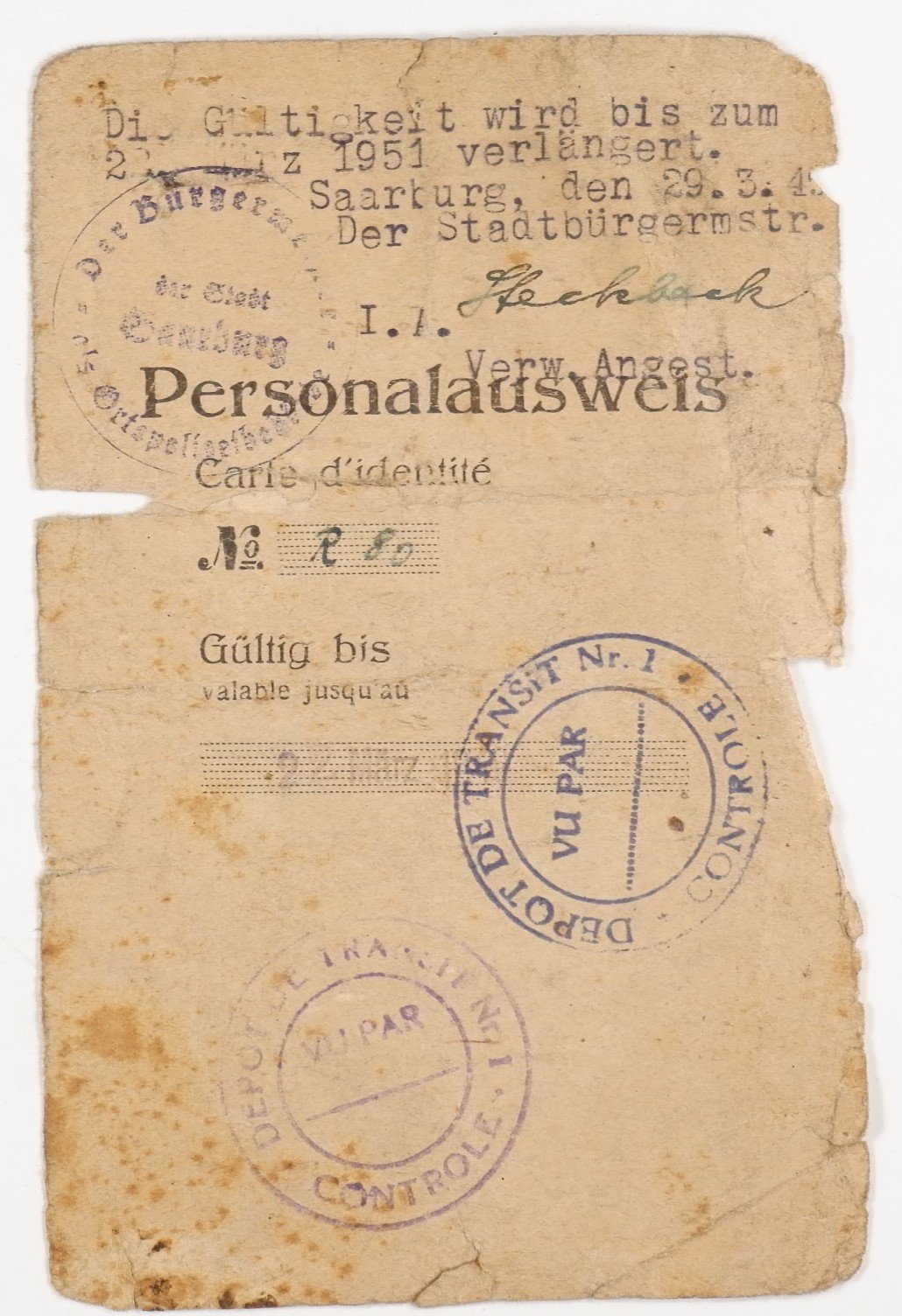 Personalausweis: Heinz Rassier (Volkskunde- und Freilichtmuseum Roscheider Hof CC0)