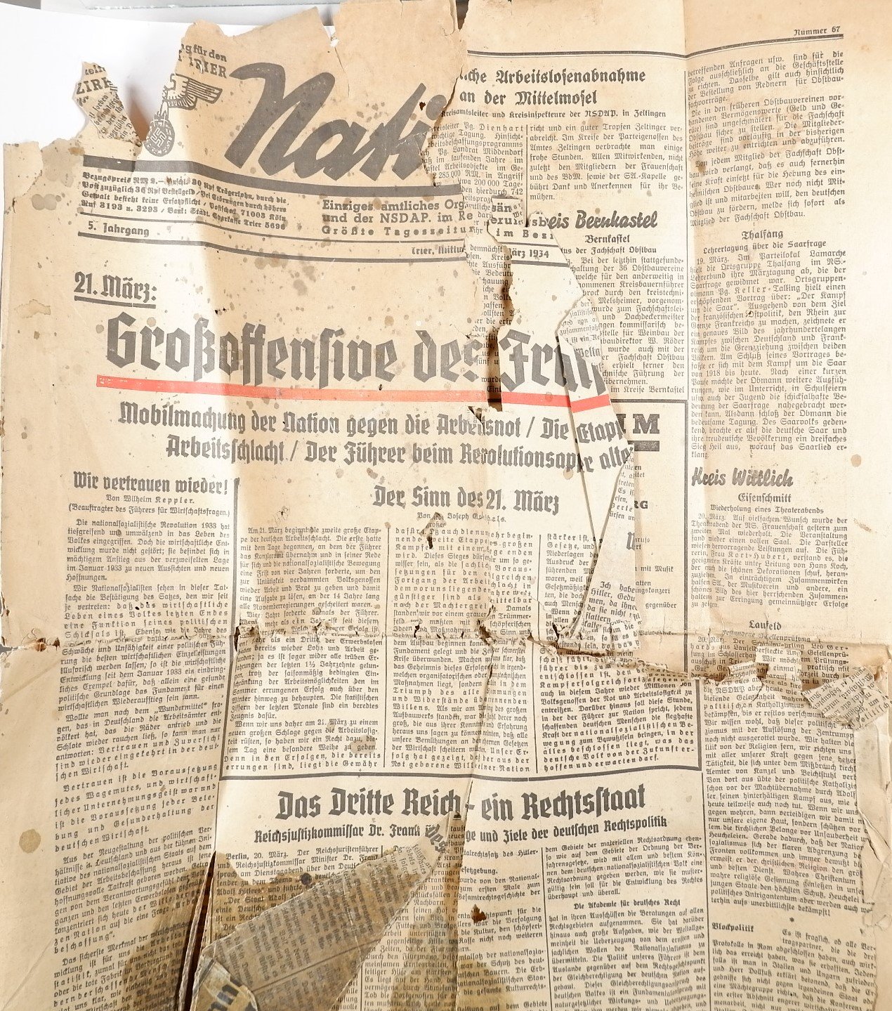 Nationalblatt 30. März 1936 (Volkskunde- und Freilichtmuseum Roscheider Hof RR-F)