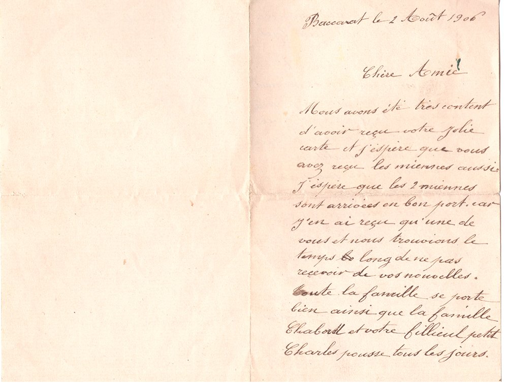 Brief eines Freundes aus Baccarat (Volkskunde- und Freilichtmuseum Roscheider Hof CC0)