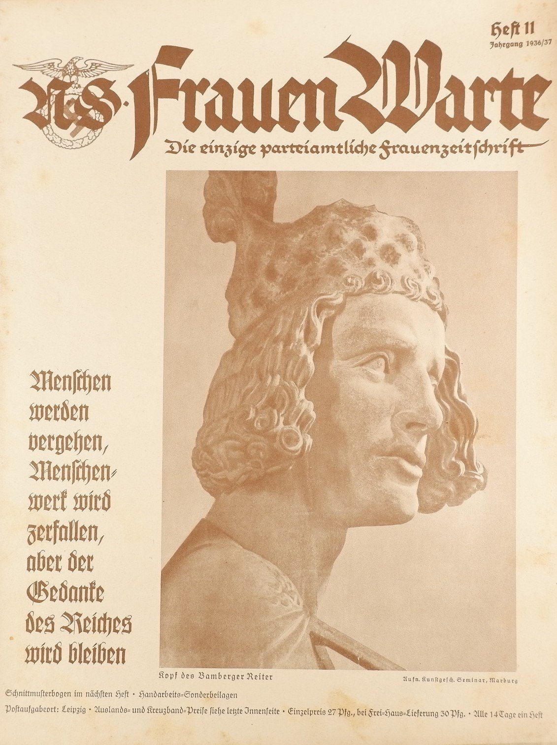 Frauen Warte – Die einzige parteiamtliche Frauenzeitschrift Heft 11 1936/37 (Volkskunde- und Freilichtmuseum Roscheider Hof RR-F)