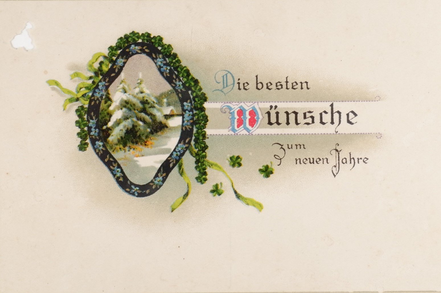 Postkarte: „Die besten Wünsche zum neuen Jahr“ (Volkskunde- und Freilichtmuseum Roscheider Hof RR-F)