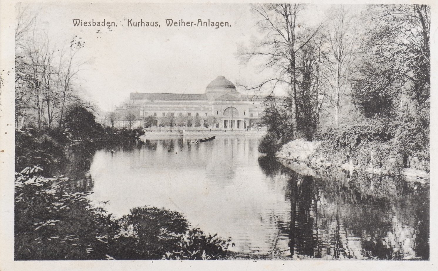 Postkarte: Kurhaus, Weiher-Anlage (Wiesbaden) (Volkskunde- und Freilichtmuseum Roscheider Hof RR-F)