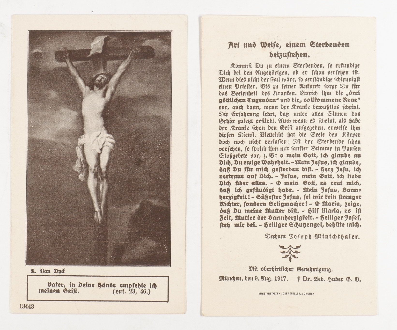 Religiöses Kärtchen: Art und Weise, einem Sterbenden beizustehen (Volkskunde- und Freilichtmuseum Roscheider Hof RR-F)