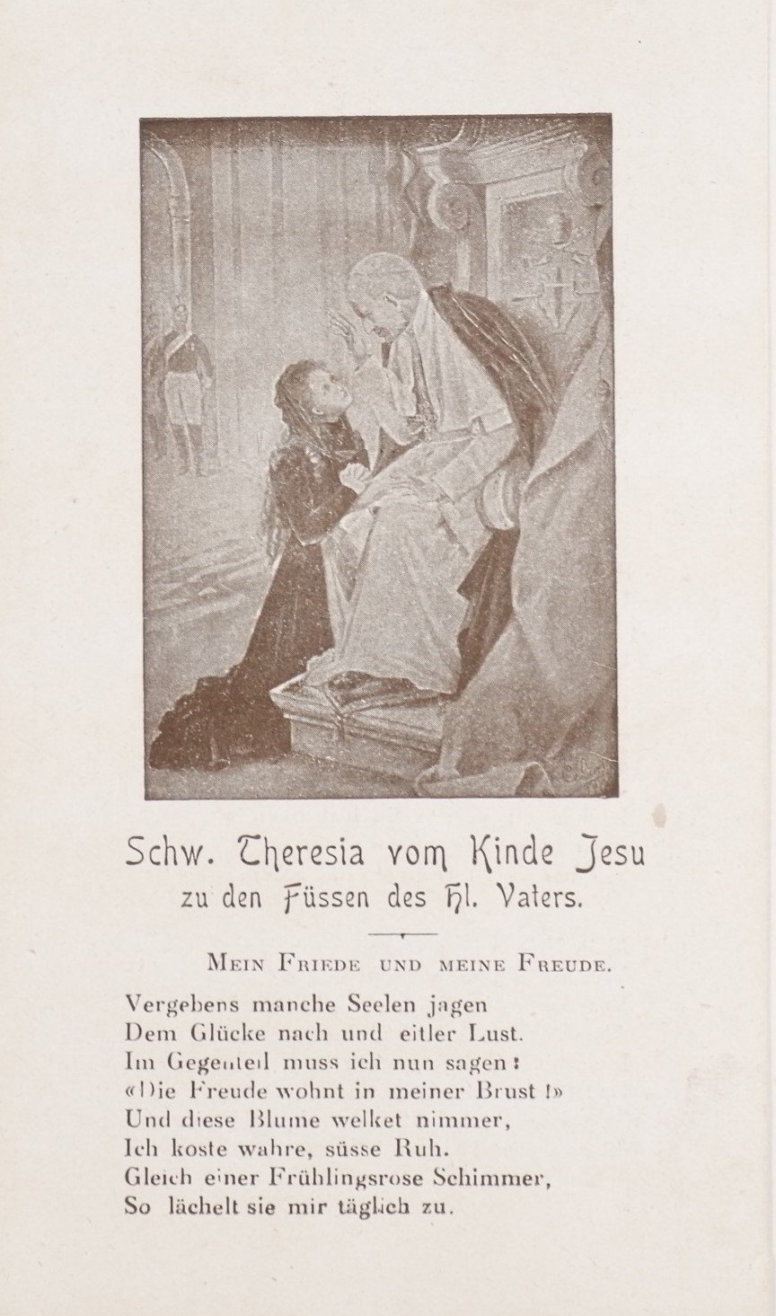 Religiöses Heftchen: „Schwester Theresia vom Kinde Jesu zu den Füssen des hl.Vaters“ (Volkskunde- und Freilichtmuseum Roscheider Hof RR-F)