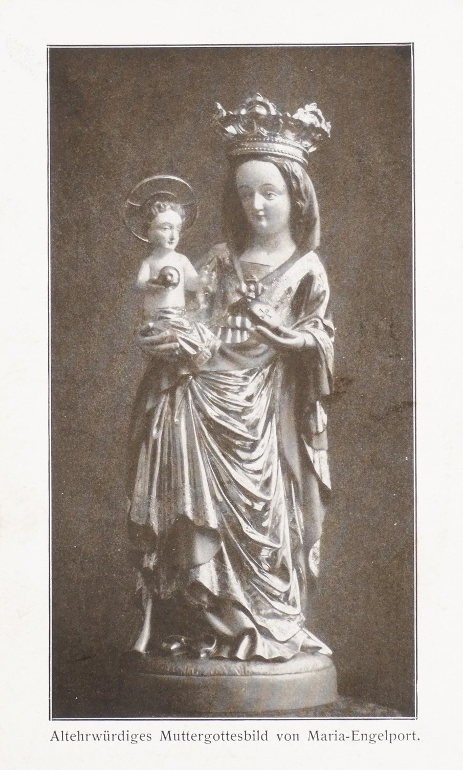 Religiöses Kärtchen: Altehrwürdiges Muttergottesbild von Maria-Engelport (Volkskunde- und Freilichtmuseum Roscheider Hof RR-F)