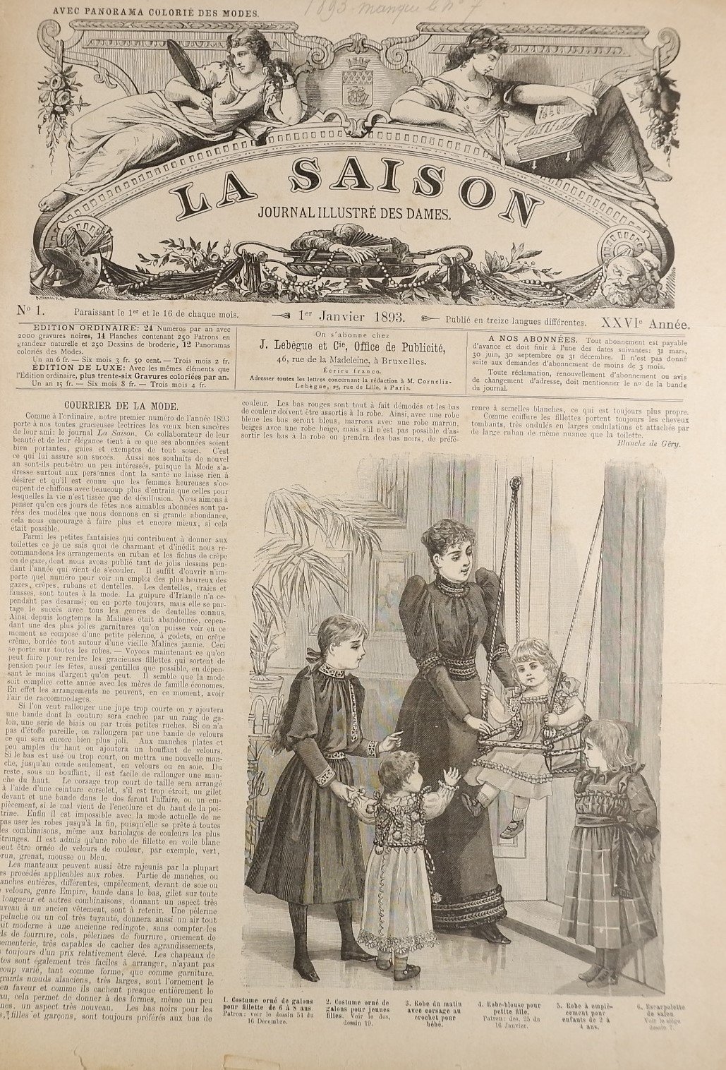 Sammlung: La Saison, Journal illustre`des dames (1893) (Volkskunde- und Freilichtmuseum Roscheider Hof RR-F)
