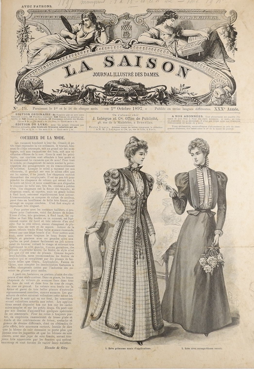 Sammlung: La Saison, Journal illustre`des dames (1897) (Volkskunde- und Freilichtmuseum Roscheider Hof RR-F)