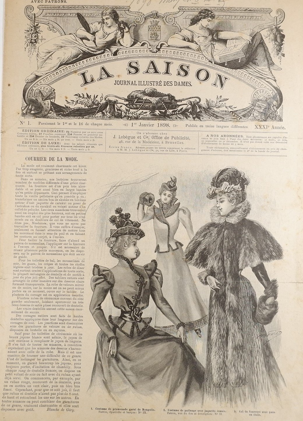 Sammlung: La Saison, Journal illustre`des dames (1898) (Volkskunde- und Freilichtmuseum Roscheider Hof RR-F)