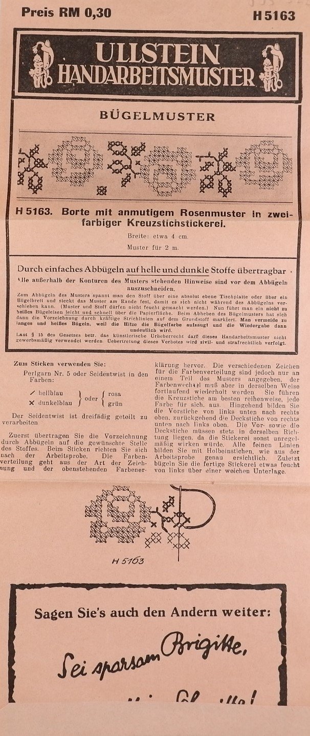 Ullstein Handarbeits-Muster: Bügelmuster H 5163 (Volkskunde- und Freilichtmuseum Roscheider Hof RR-F)