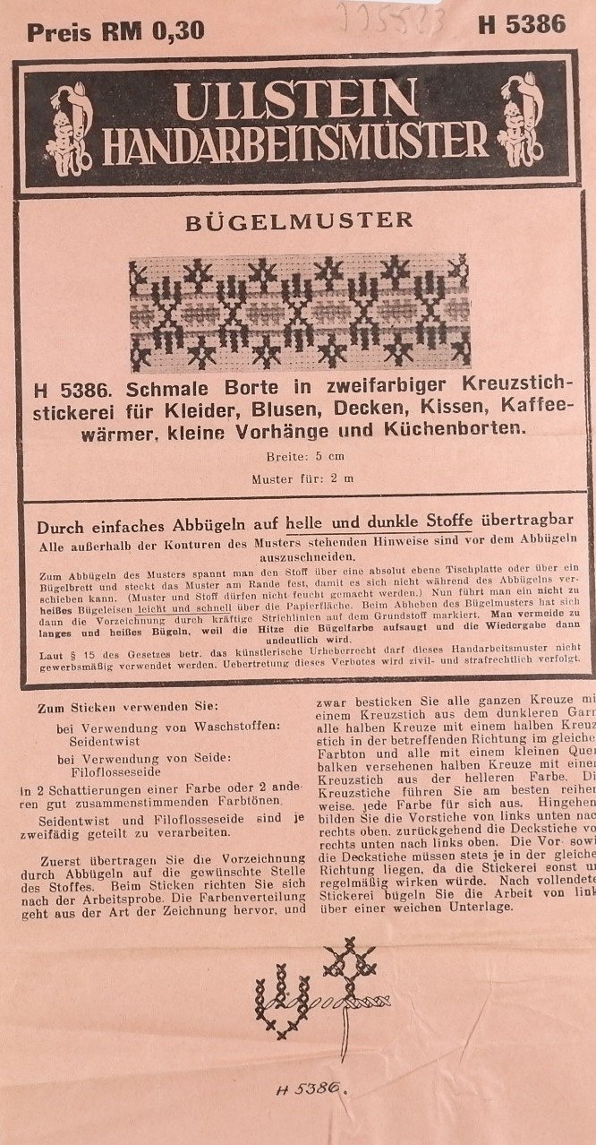 Ullstein Handarbeits-Muster: Bügelmuster H 5386 (Volkskunde- und Freilichtmuseum Roscheider Hof RR-F)