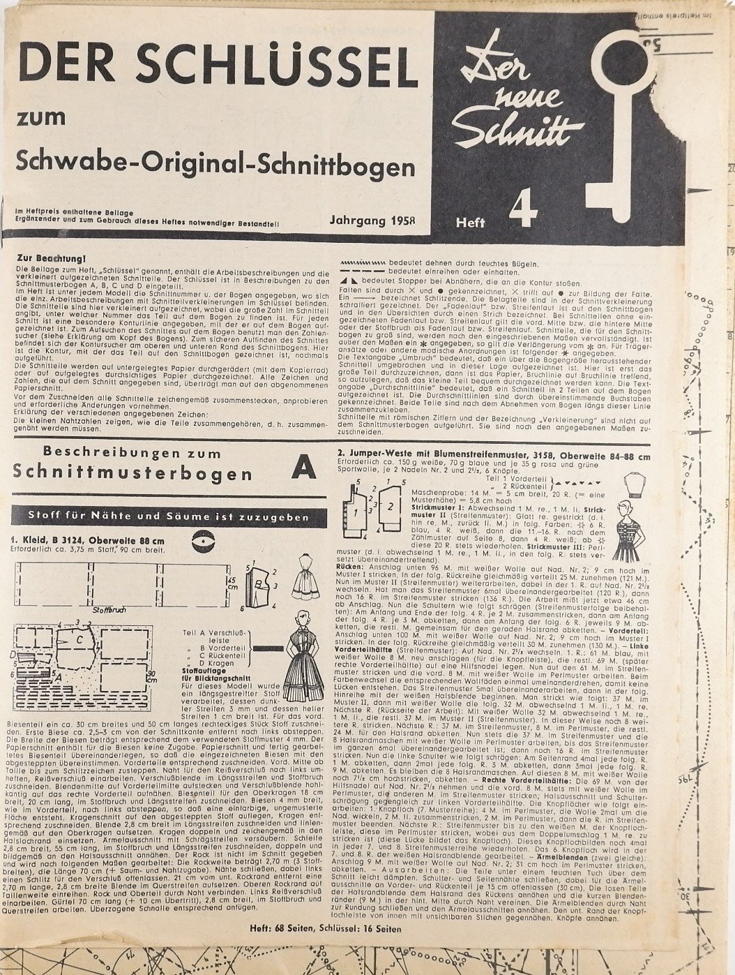 Der neue Schnitt Heft 4 1958 (Volkskunde- und Freilichtmuseum Roscheider Hof RR-F)