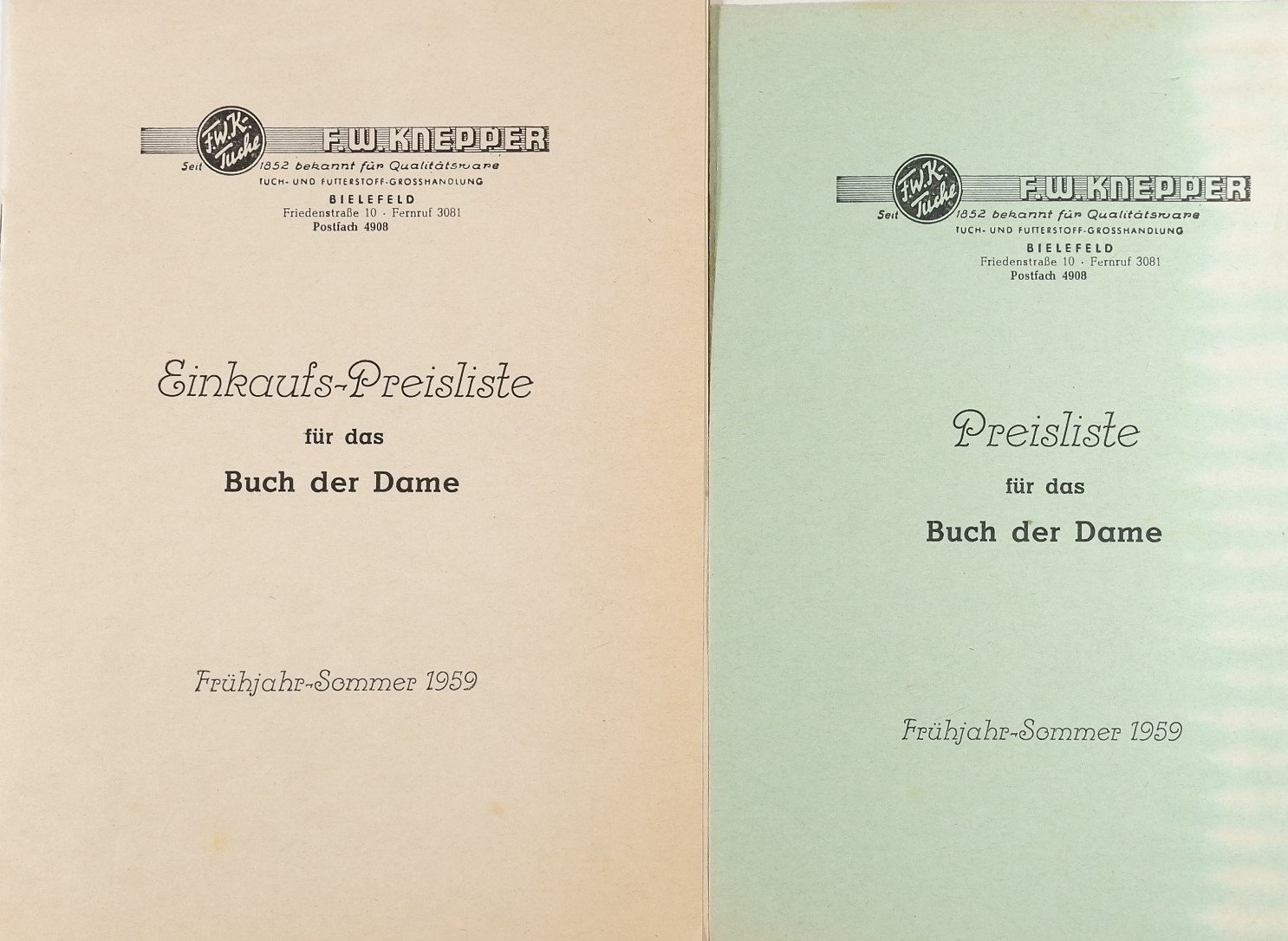 Einkaufs-Preisliste für das Buch der Damen (Frühjahr und Sommer 1959) (Volkskunde- und Freilichtmuseum Roscheider Hof CC0)