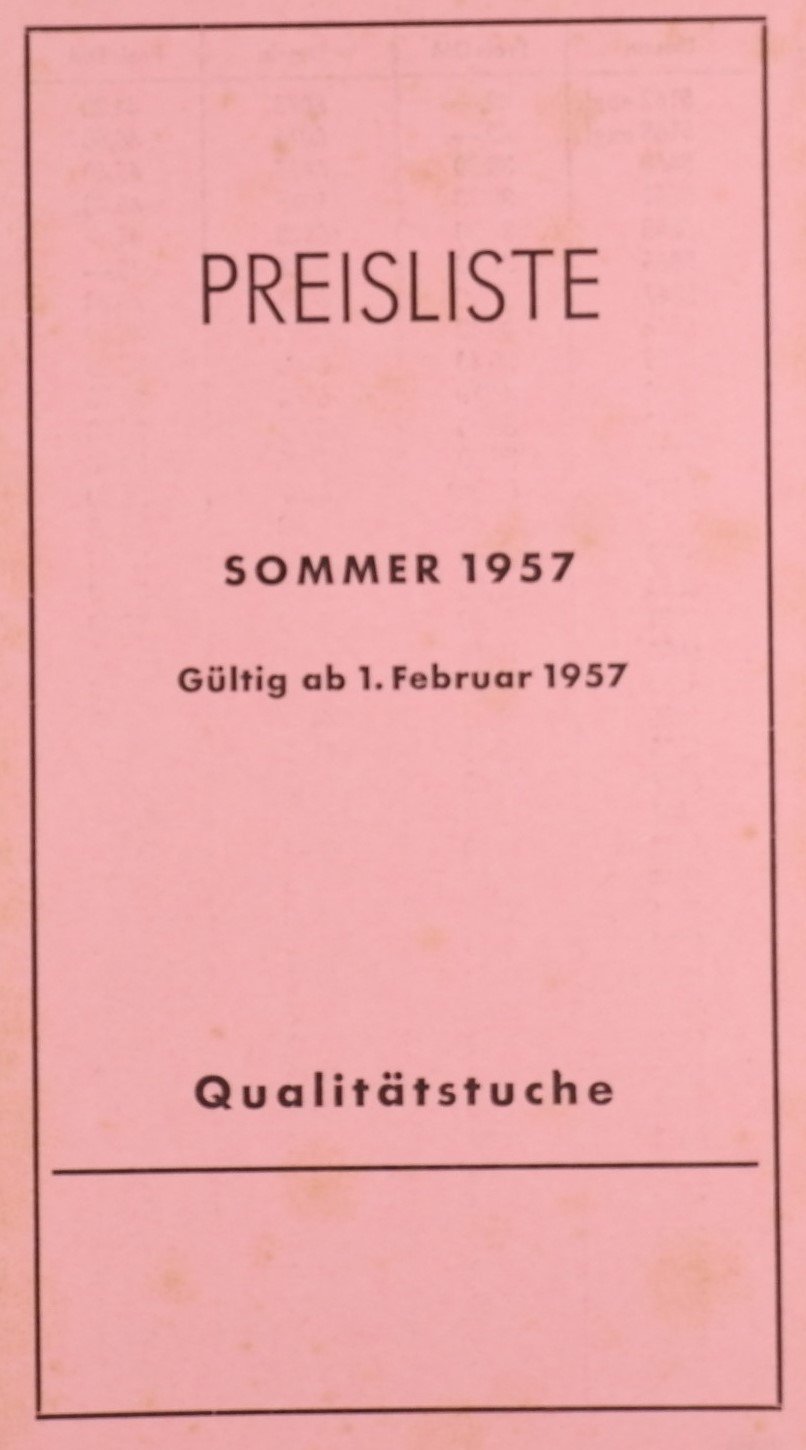 Preisliste (Somer 1957) (Volkskunde- und Freilichtmuseum Roscheider Hof CC0)