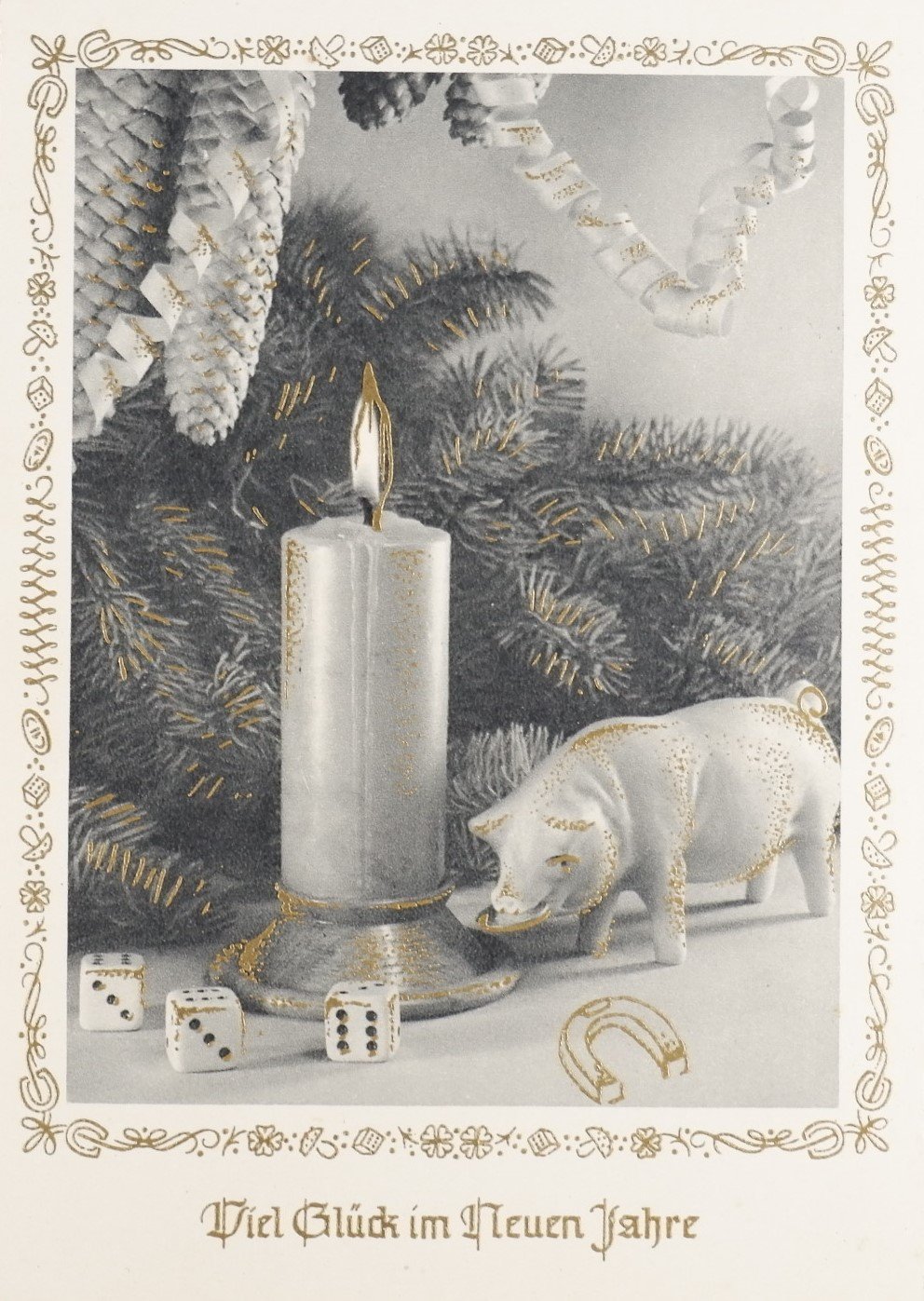 Postkarte: Neujahrsgrüße an Familie Neumann (Freilichtmuseum Roscheider Hof RR-F)