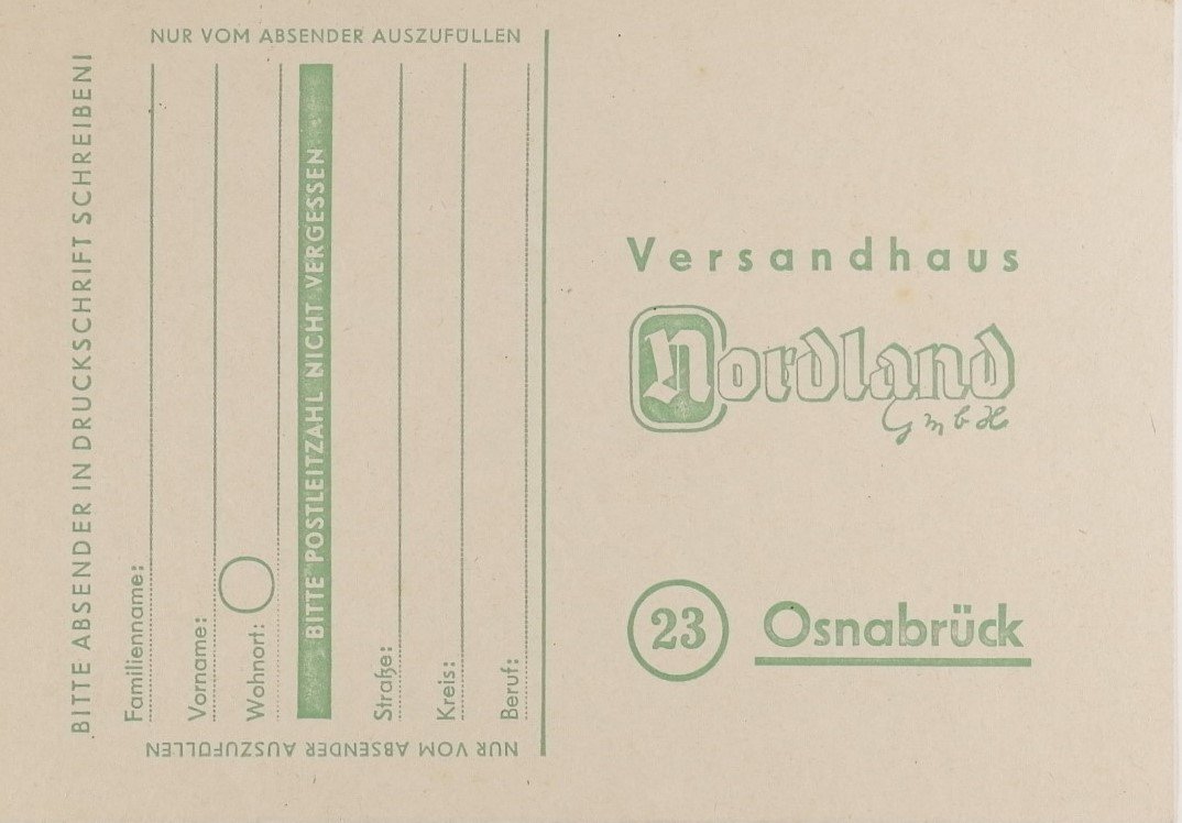 Bestellunterlagen für das Versandhaus Nordland (Freilichtmuseum Roscheider Hof RR-F)