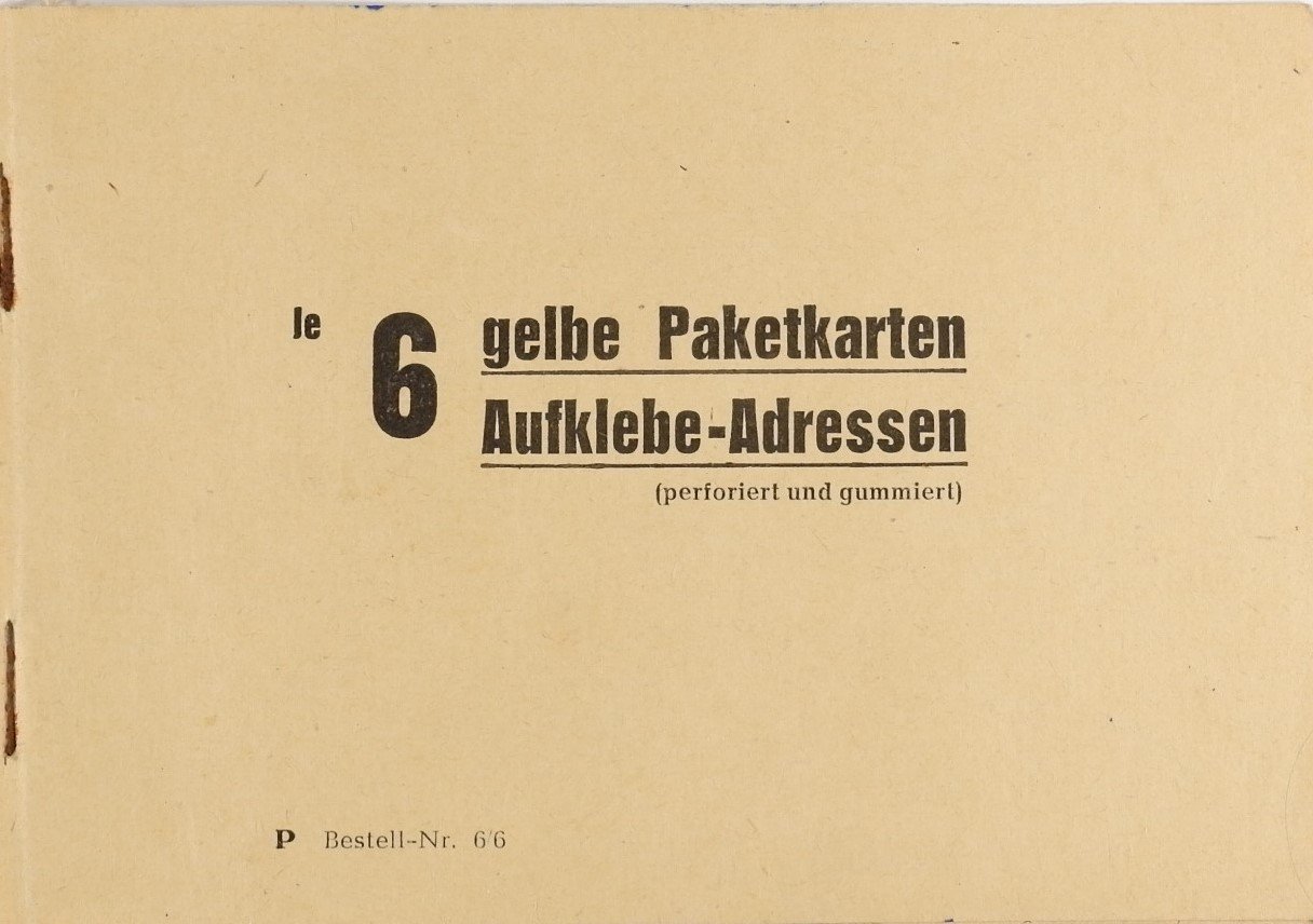 Heft mit Paketkarten (Freilichtmuseum Roscheider Hof RR-F)