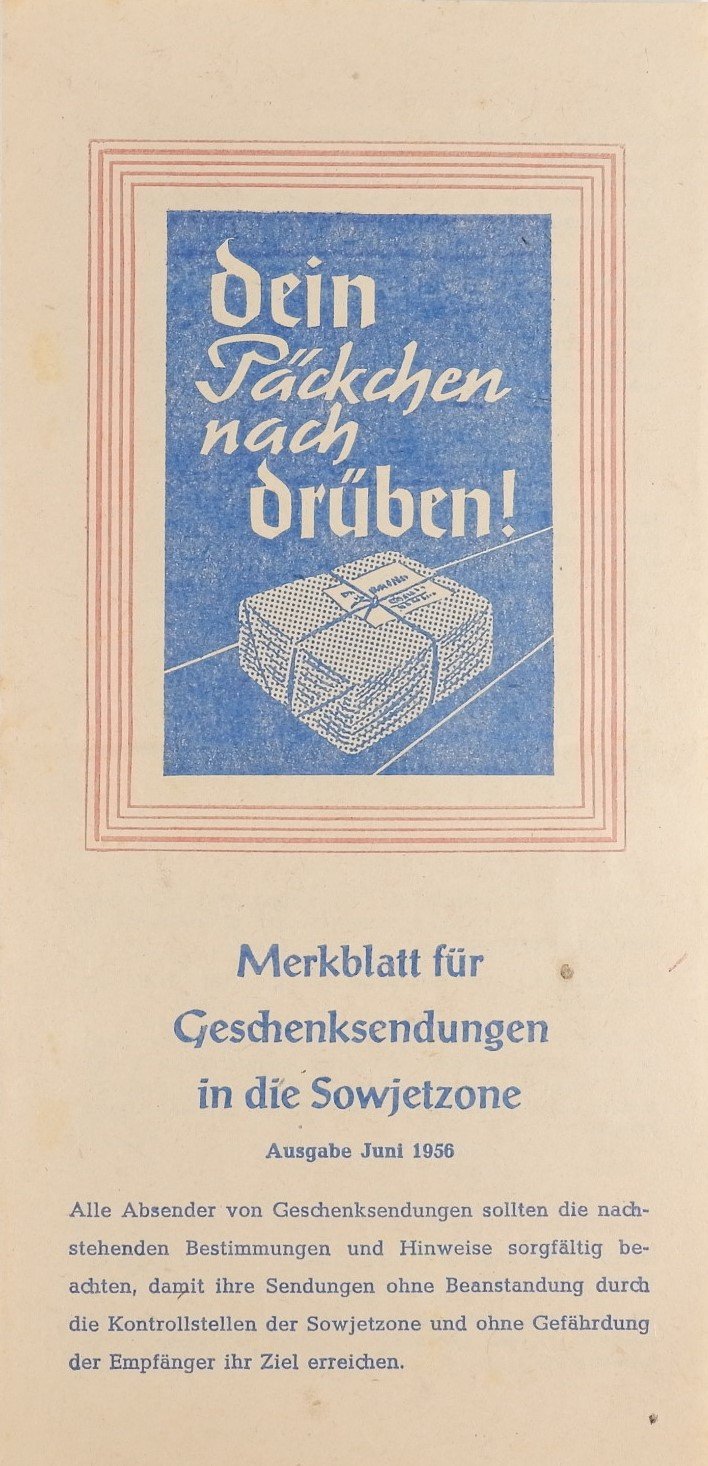 Merkblatt für Geschenksendungen in die Sowjetzone (Freilichtmuseum Roscheider Hof RR-F)