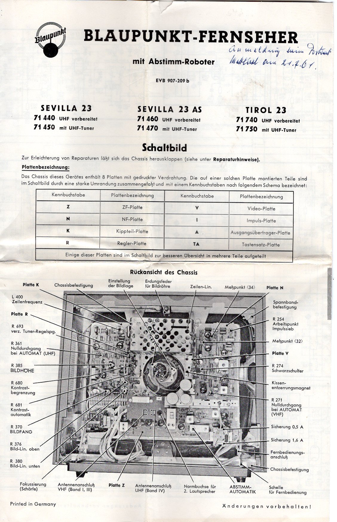 Schaltplan für TV "Blaupunkt Tirol 23" (Freilichtmuseum Roscheider Hof CC0)