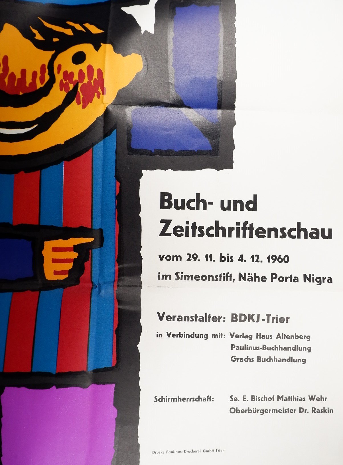 Plakat: Buch- und Zeitschrifteinschau des BDKJ – Trier (1960) (Freilichtmuseum Roscheider Hof RR-F)