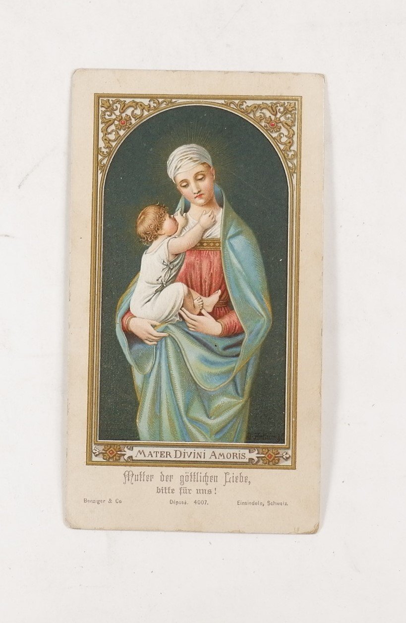 Religiöses Kärtchen: Mater Divini Amoris (Freilichtmuseum Roscheider Hof RR-F)