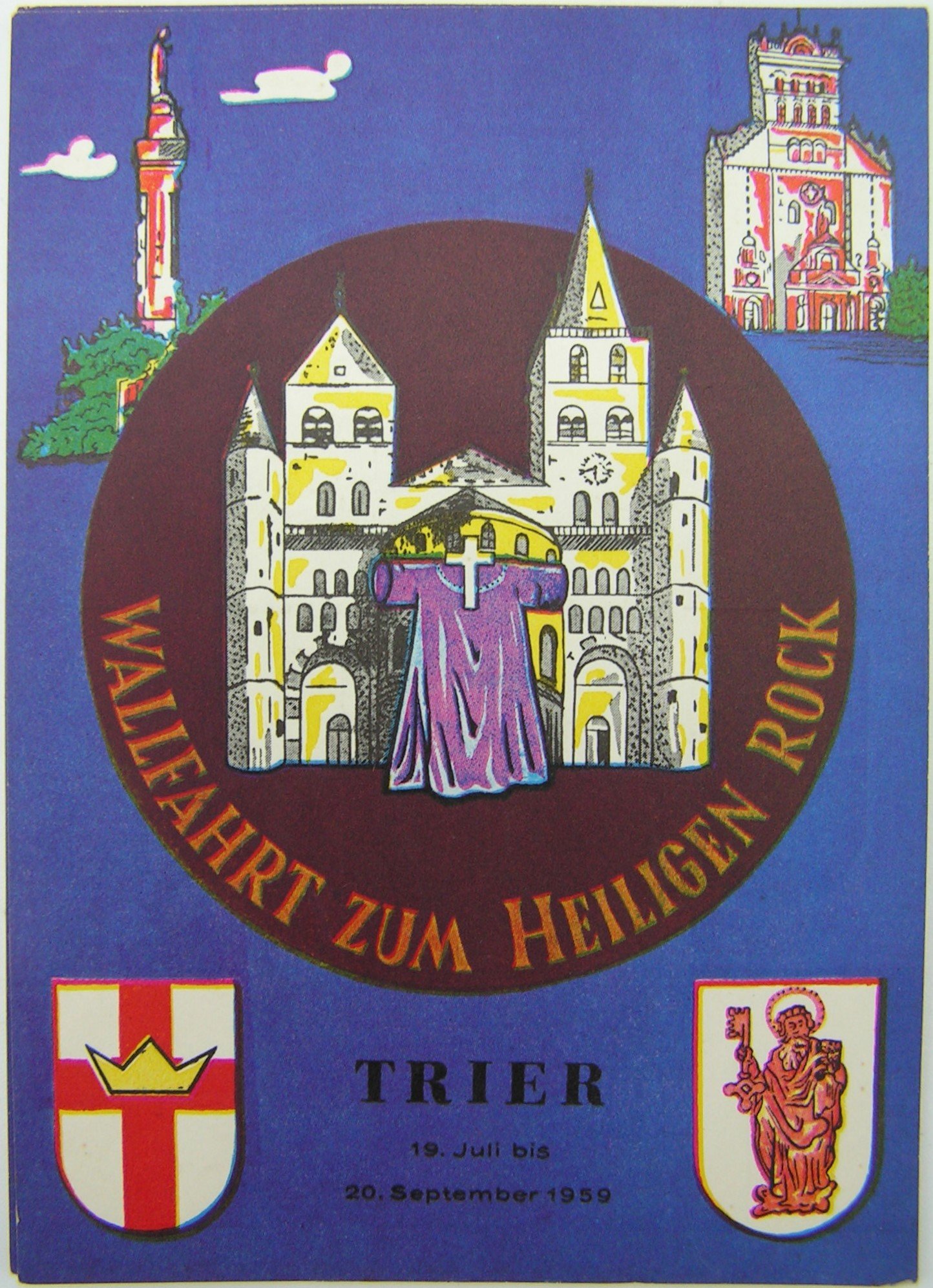 Zwei gleiche Postkarten anläßlich der Ausstellung des heiligen Rocks im Trierer Dom 1959 (Freilichtmuseum Roscheider Hof CC0)