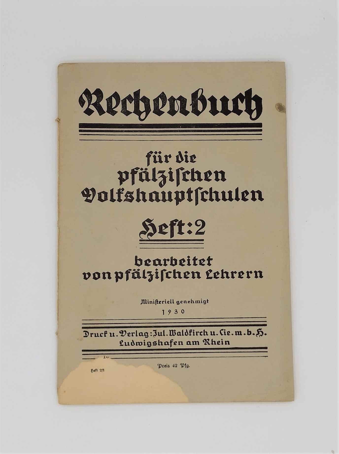 Rechenbuch für die pfälzischen Volkshauptschulen (Freilichtmuseum Roscheider Hof CC0)