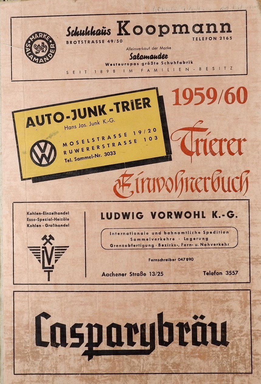 Einwohnerbuch der Stadt Trier (1959/60) (Freilichtmuseum Roscheider Hof RR-F)