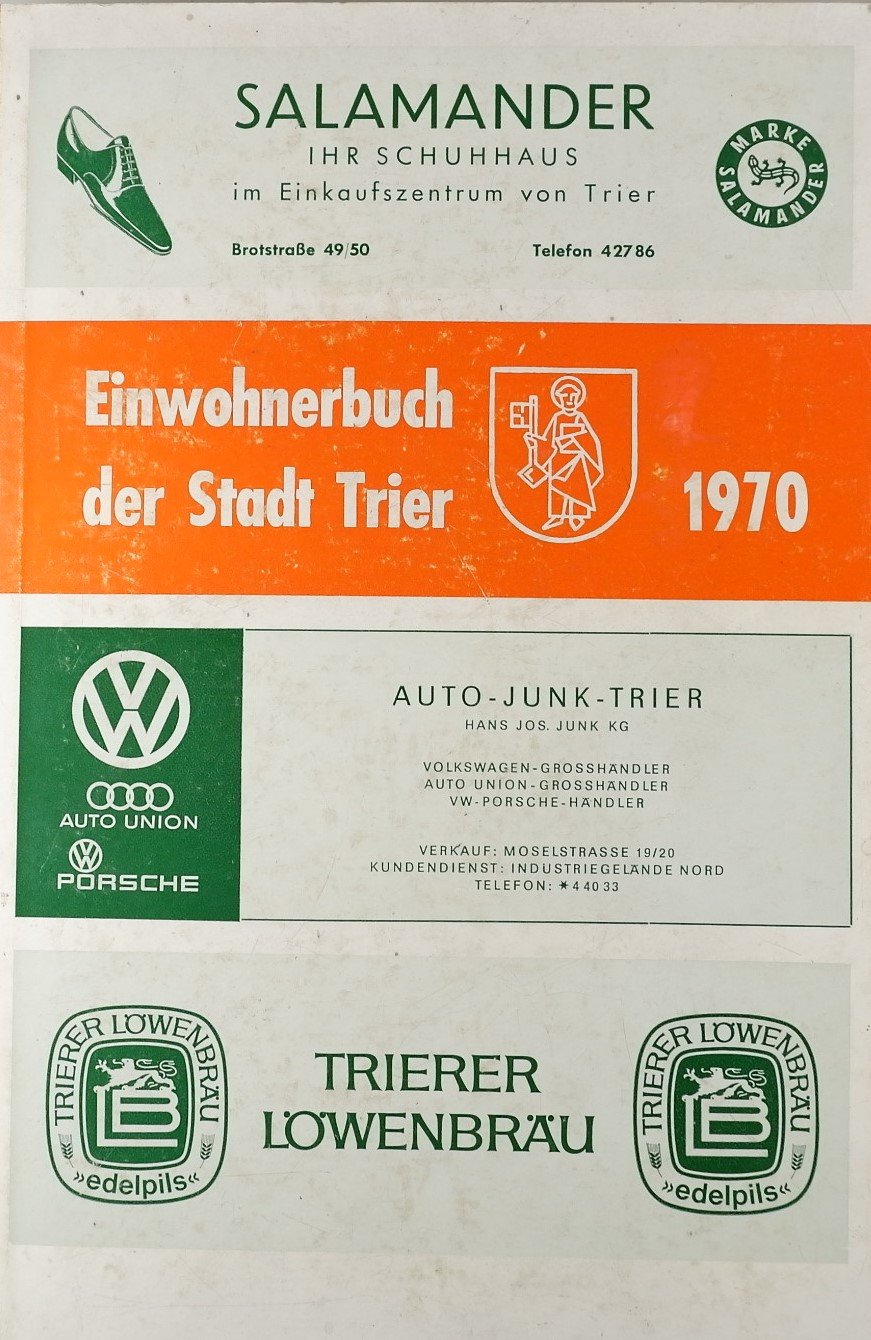 Einwohnerbuch der Stadt Trier (1970), 2 Exemplare (Freilichtmuseum Roscheider Hof RR-F)