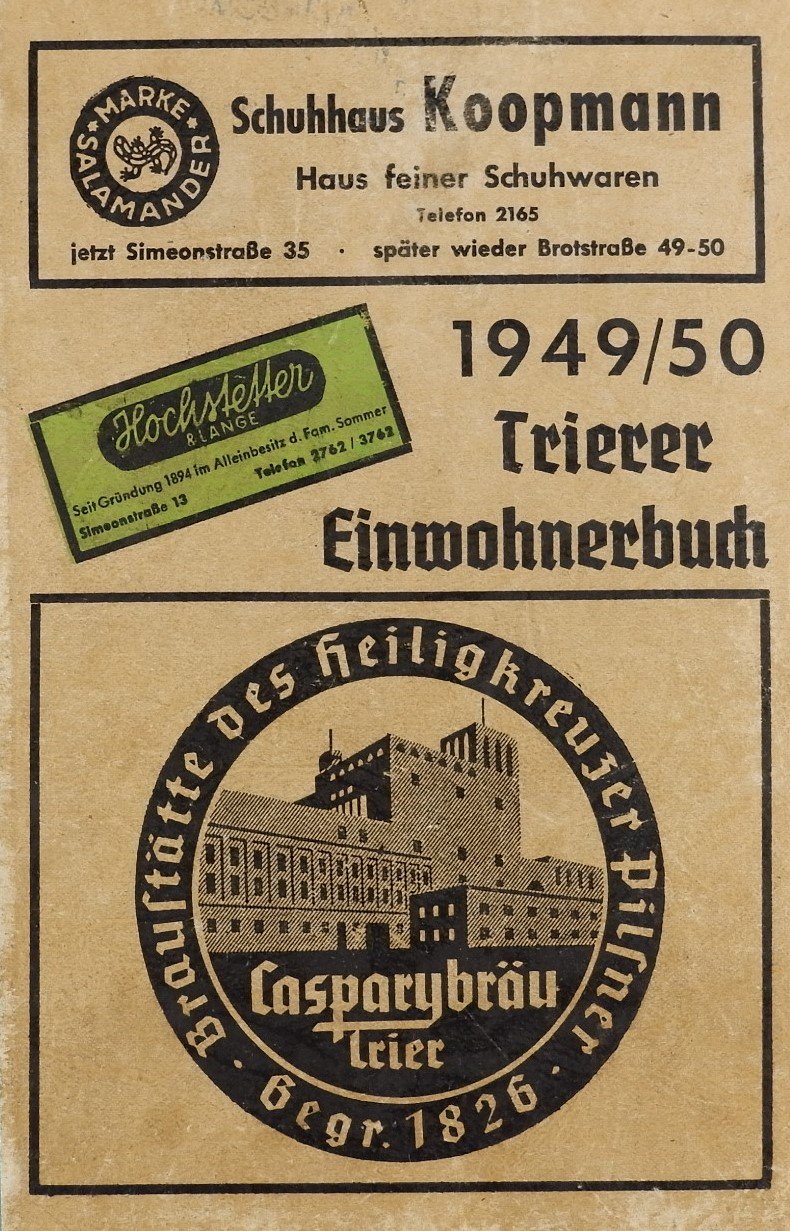 Einwohnerbuch der Stadt Trier (1949/50) (Freilichtmuseum Roscheider Hof RR-F)